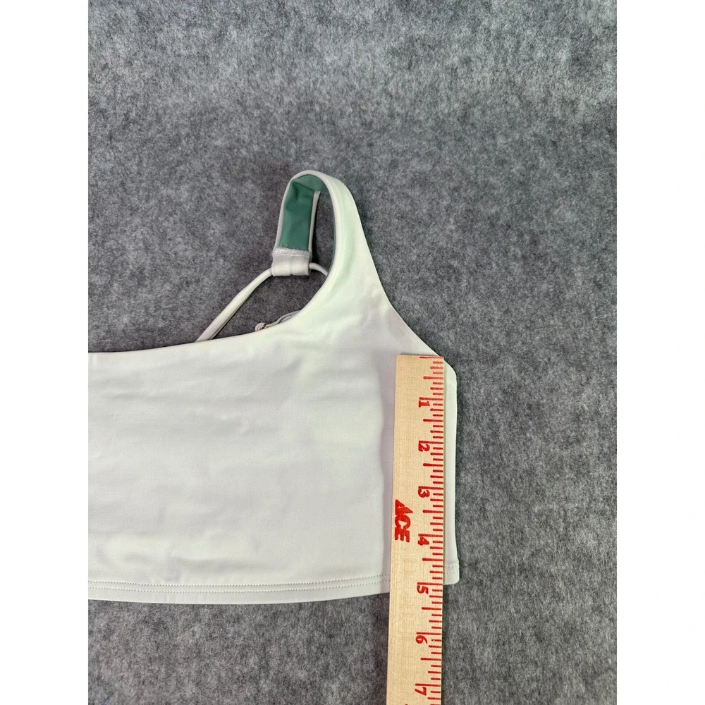 Jolyn Willa One Shoulder Bikini Top White Green Athletic Swimwear Size M UPF 50+ - Picture 4 of 5